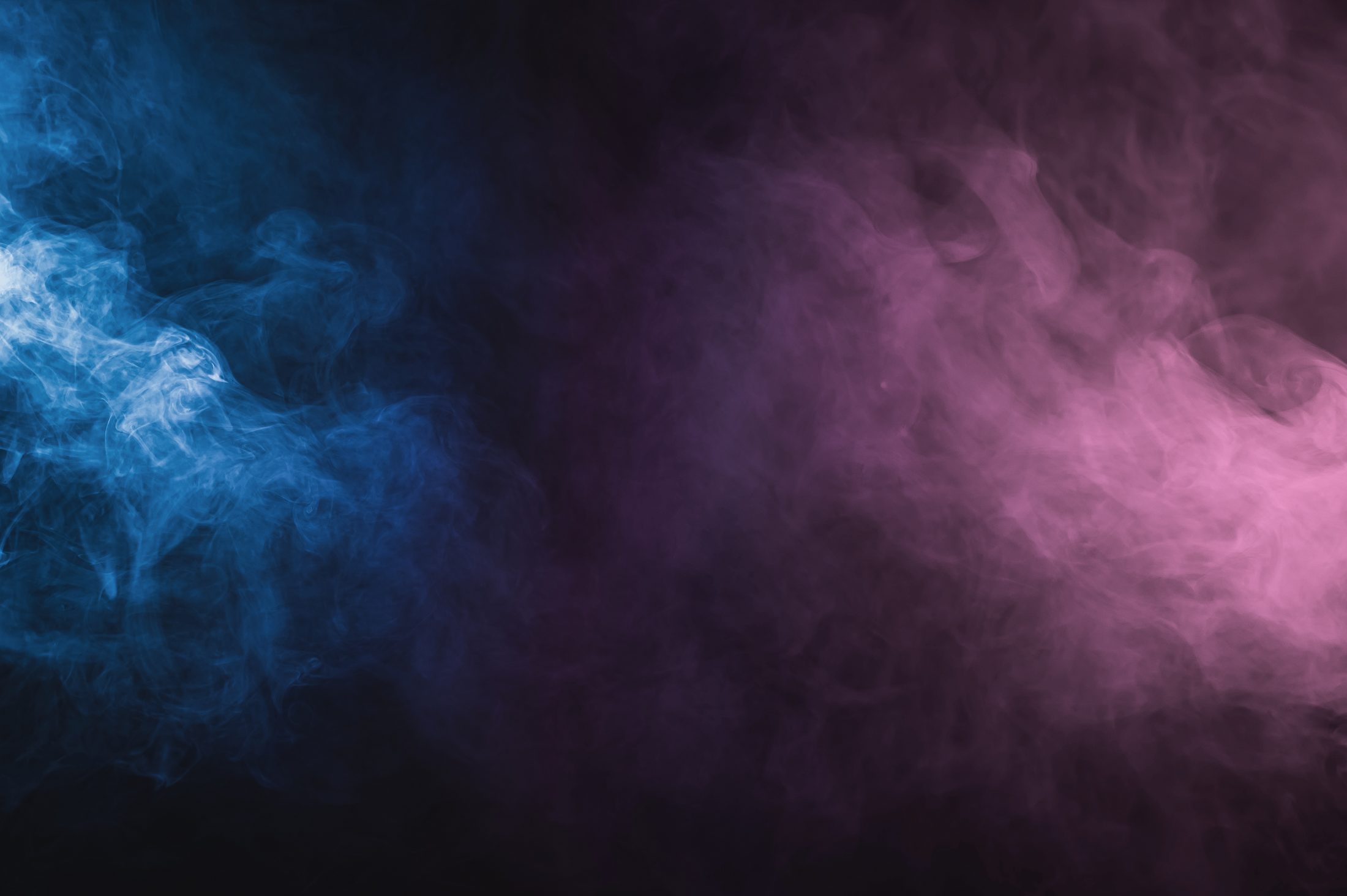 Fog in Red Blue Neon Light on Black Background.